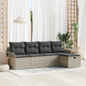 Conjunto de Sofás de Jardim VidaXL 5 Peças com Almofadas Cinza Claro e