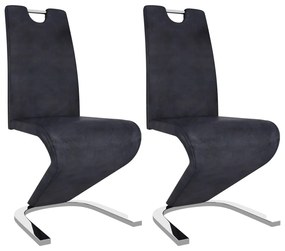 vidaXL Cadeiras de jantar ziguezague 2 pcs camurça artificial cinzento
