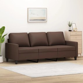 vidaXL Sofá de 3 lugares 180 cm couro artificial castanho