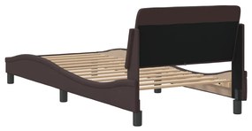 Estrutura de cama sem colchão 90x190 cm tecido castanho-escuro