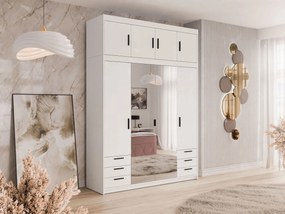 Roupeiro Novduni 120, Branco, 246x177x53cm, 199 kg, Portas para roupeiro: Com dobradiças