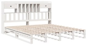 Cama com estante sem colchão 200x200 cm pinho maciço branco