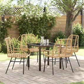 Conjunto de Jantar de Jardim 5 Peças Castanho Vime PE