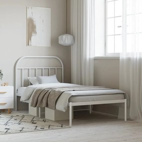 Estrutura de cama com cabeceira 100x190 cm metal branco