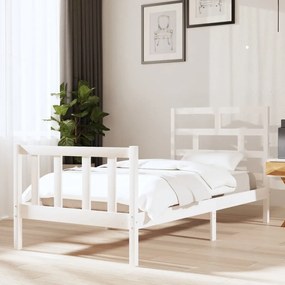 Estrutura de cama 90x200 cm madeira de pinho maciça branco
