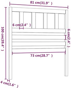 Cabeceira de cama 81x4x100 cm pinho maciço cinzento