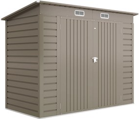 Outsunny Galpão de jardim metálico, abrigo de ferramentas, porta dupla, 249 x 121 x 166/183cm, Cinza claro | Aosom Portugal