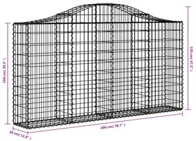 Cestos gabião arqueados 12 pcs 200x30x100/120 ferro galvanizado