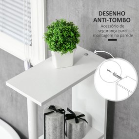 Coluna Casa de Banho com 2 Portas e 2 Prateleiras Abertas Estilo Moderno 15,2x29,8x118cm Branco e Cinza