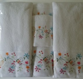 6 toalhas de banho bordadas namorados 100% algodão com 500 gr./m2: 2 toalhas 100x150 cm - 2 toalhas 50x100 cm - 2 toalhas 30x50 cm