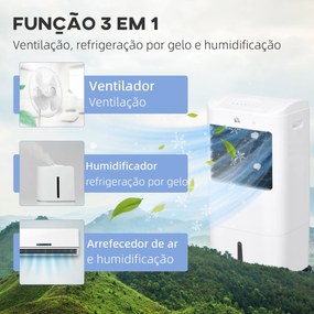 Climatizador Refrigerador de Ar Portátil 3 em 1 com 3 Velocidades Controlo Remoto Temporizador 7,5h Ecrã LED 37x32x78cm Branco