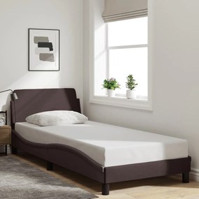 Estrutura de cama sem colchão 90x200 cm tecido castanho-escuro