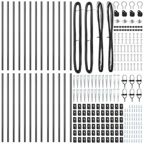 Postes de Cerca vidaXL com Ponta 26 pcs Ø32 mm 80 cm Aço Galvanizado