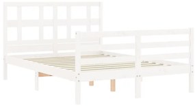 Estrutura de cama com cabeceira 120x200cm madeira maciça branco