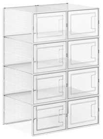 Caixas de sapatos empilháveis com frente transparente para organização | SONGMICS | 35 x 25 x 18,5 cm | branco | LSP08MWT.