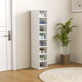 Sapateira Dobrável Organizador para Sapatos de 8 Níveis com Portas Transparentes para Sapatos até Tamanho 43 26x35x140 cm Branco