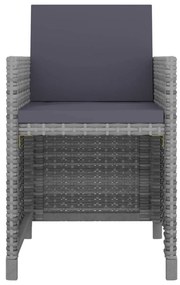 9 pcs conjunto jantar exterior c/ almofadões vime PE antracite