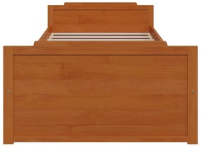 Estrutura cama c/ gavetas 90x200 cm pinho maciço castanho mel