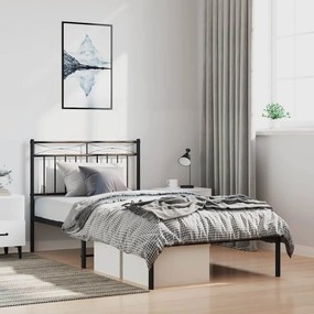 vidaXL Estrutura de cama com cabeceira 100x190 cm metal preto
