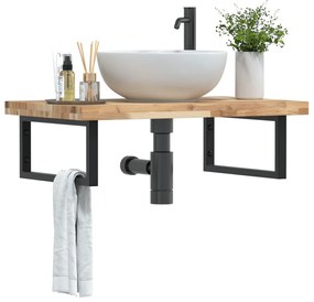 vidaXL Prateleira de parede p/ lavatório aço/madeira de acácia maciça