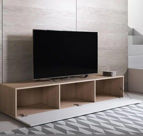 Móvel de TV Lukes de 160cm - Carvalho/Branco Brilhante - Design Modern