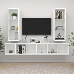 3079880 vidaXL Armários de parede para TV 4 pcs contraplacado branco