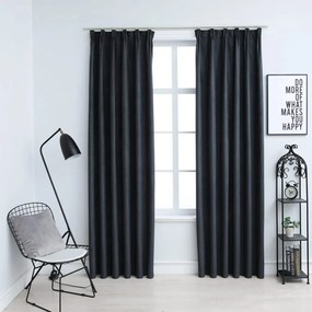 134461 vidaXL Cortinas blackout com ganchos 2 pcs 140x175 cm antracite