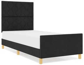 Cama Preta 90x200 cm em Tecido