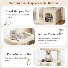 Árvore para gatos de 4 camadas com postes arranhadores para animais de estimação