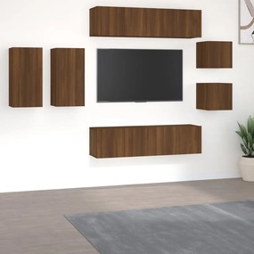 vidaXL Conjunto móveis de TV 8pcs madeira processada carvalho castanho