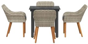 Conjunto de sala de jantar 5 pcs Cinza claro e preto Médio