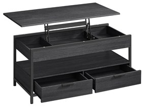 Mesa de centro elevatória VASAGLE, mesa de sala de estar, com gavetas de armazenamento, compartimentos ocultos e prateleira aberta, cinza carvão e preto tinta LCT209B22