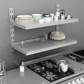 vidaXL Prateleira de parede suspensa 2 níveis 100x30 cm aço inoxidável