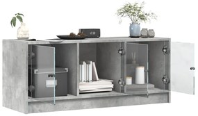 Móvel de TV c/ portas de vidro 102x37x42 cm cinza cimento