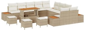 Conjunto de Sofá de Jardim vidaXL com Almofadas de 14 Peças Bege Ratta