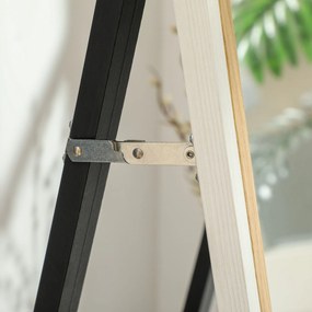 Espelho de Pé "Aksel" – 37x157 cm – Branco e Madeira Escura