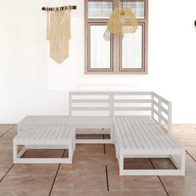 vidaXL 6 pcs conjunto lounge de jardim pinho maciço branco