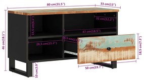 Móvel de TV 80x33x46 cm madeira recuperada/derivados de madeira