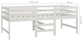 Estrutura de cama 90x200 cm madeira de pinho maciça branco