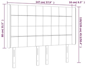 Cabeceira de cama c/ abas tecido 147x16x118/128 cm preto