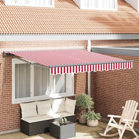 vidaXL Toldo Retrátil Vermelho e Branco 300 x 250 cm Poliéster e Metal
