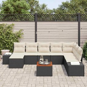 vidaXL Conjunto de Sofá de Jardim 9 pcs Preto, branco
