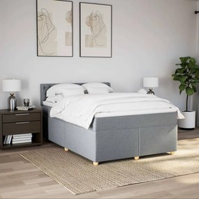 Cama com molas/colchão 140x200 cm tecido cinzento-claro