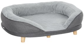 PawHut Sofá para Cães Médios e Grandes Sofá para Animais de Estimação Capa Lavável e Pés de Madeira Carga 25 kg 90x78x25 cm Cinza | Aosom Portugal