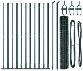 Cerca Euro com 13 Postes Flangeados 1,2x25 m Aço Galvanizado