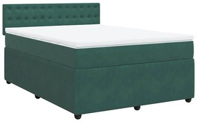Cama com molas/colchão 140x200 cm veludo verde-escuro