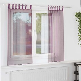 Cortinas de voile com laços 2 pcs roxo 140x175 cm