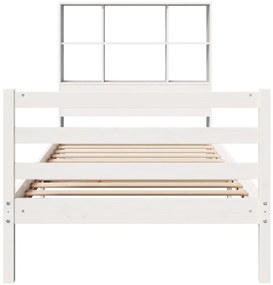 Cama com estante sem colchão 90x190 cm pinho maciço branco