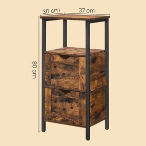 Armário de arrumação com 2 gavetas 30 x 30 x 80 cm castanho-preto