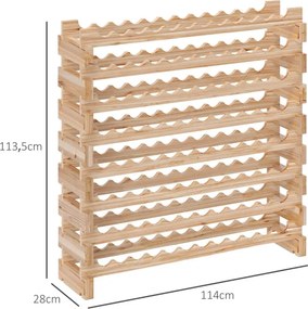 Garrafeira, Suporte para Garrafas de Vinho 114x28x113,5 cm para 96 Garrafas com 8 Níveis Suporte para Vinhos Vertical  Madeira